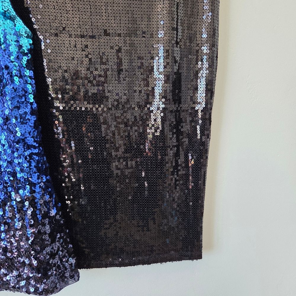 Sequin Set Skirt Camisole Party Flashy Fun Outfit Blue Black Cocktail Medium - Picture 4 of 10